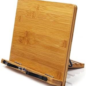 Bamboo Book Stand, wishacc Adjustable Book